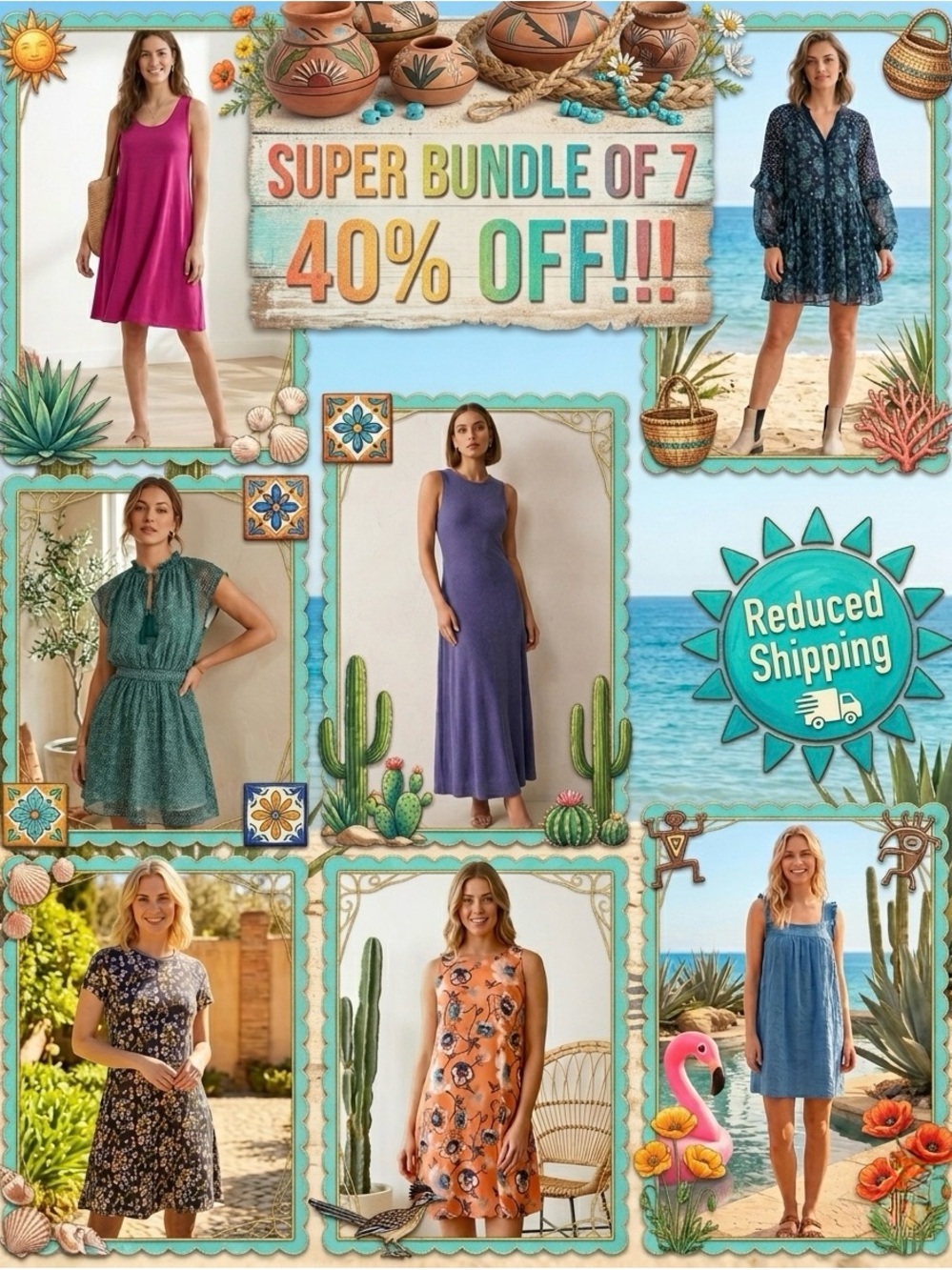 Bundle of 7, 40% OFF + Reduced Shipping! - Women's Summer Dresses, Medium